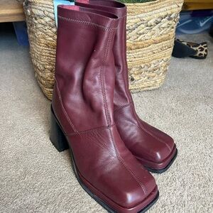 Urban Outfitters Maroon Heeled Boots